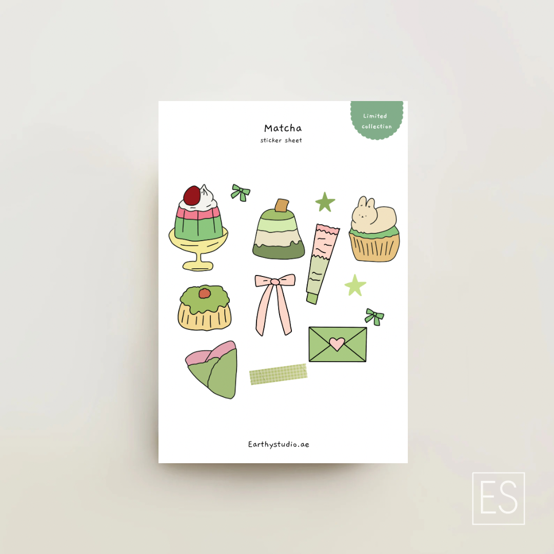Matcha sticker sheet 🍵🌱