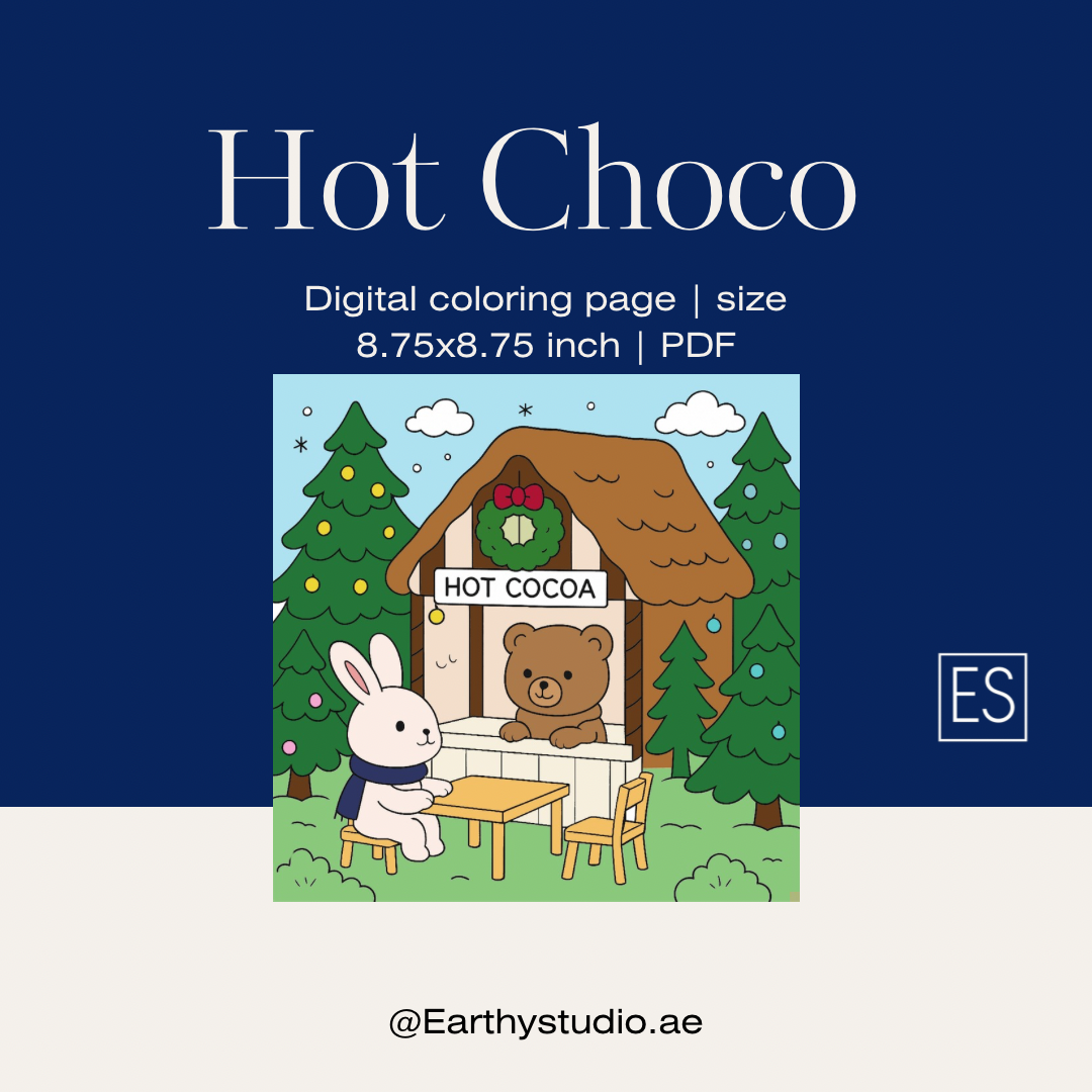 Hot choco coloring page - digital download