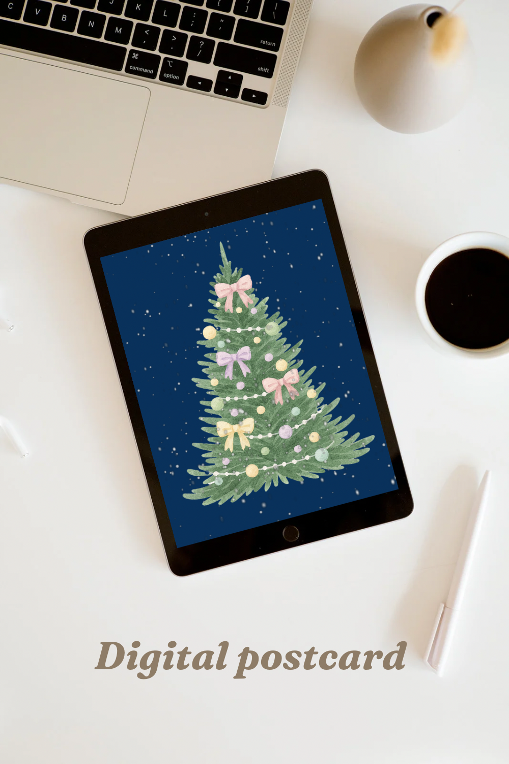 π Pastel Dreamy Christmas Tree β Digital Postcard (Instant Download)