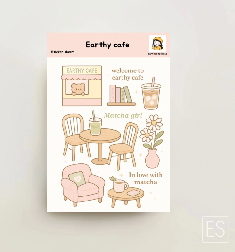 Earthy Cafe sticker sheet