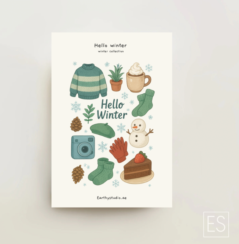 Hello winter sticker sheet