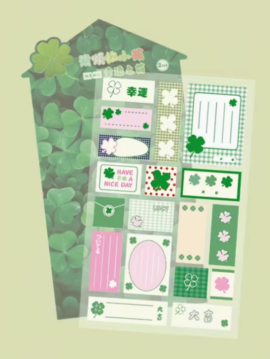 Green clover sticker sheet