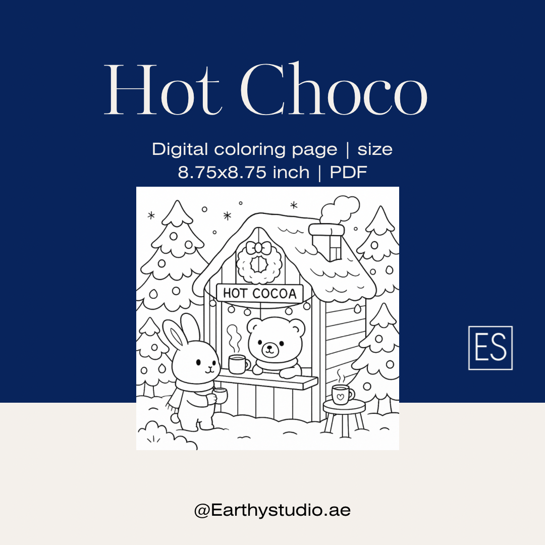 Hot choco coloring page - digital download