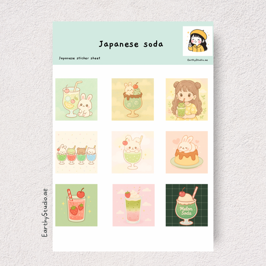 Japanese soda sticker sheet