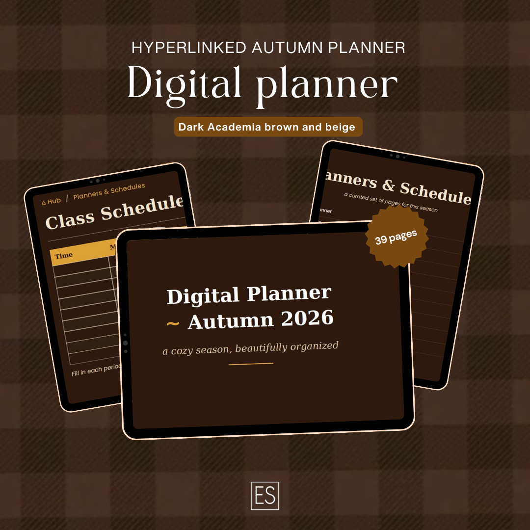 🍂 Digital Planner ~ Autumn 2026 | Dark Academia Brown & Beige | Hyperlinked GoodNotes Planner