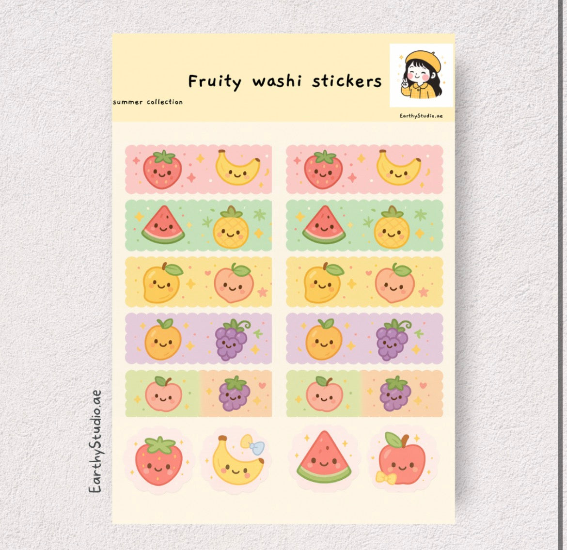 Fruity washi sticker sheet