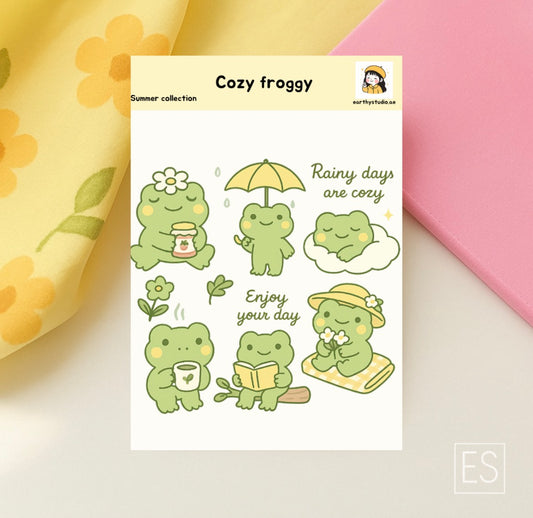 Cozy froggy sticker sheet