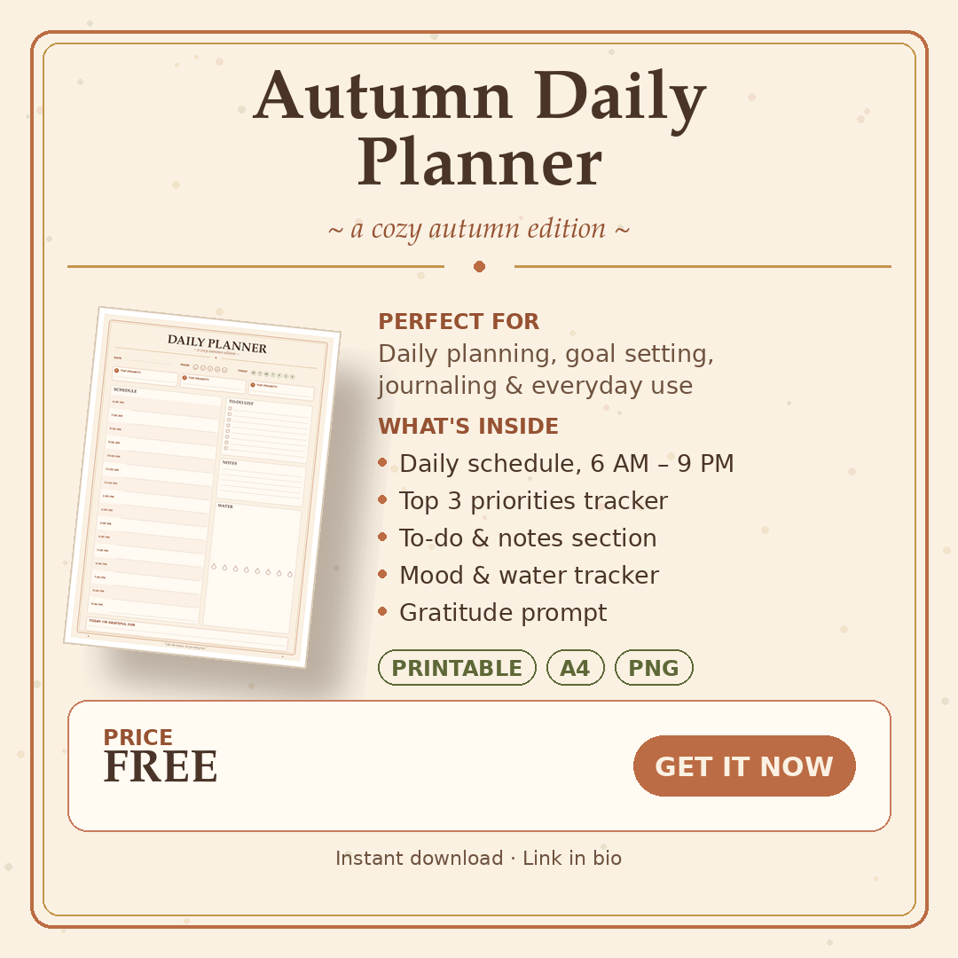 🍂 Autumn Daily Planner — FREE Download 🍂