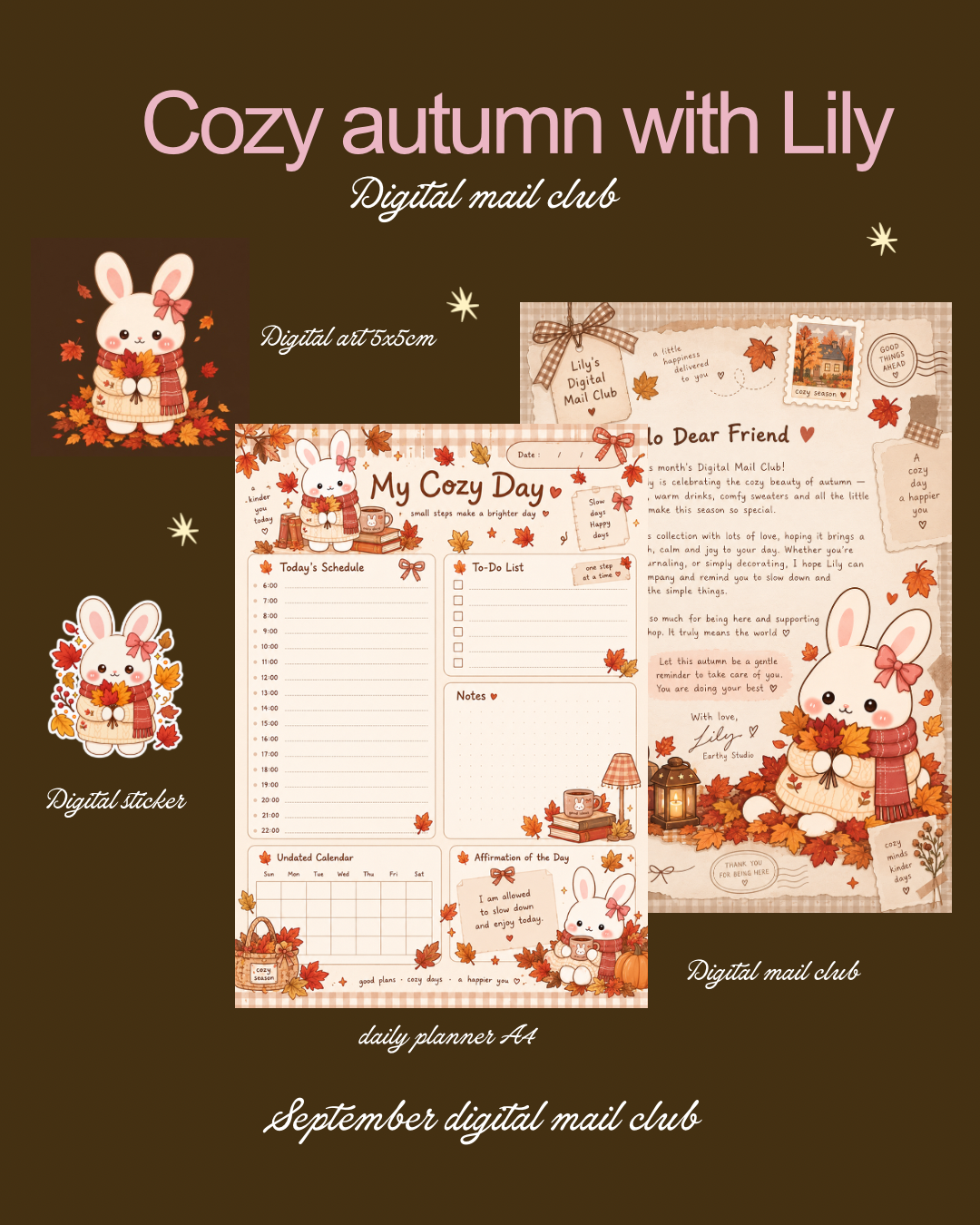 🍂 Cozy Autumn with Lily — September Digital Mail Club 🐰🤎