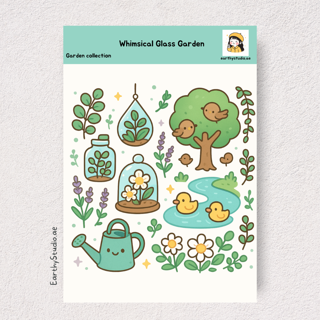Whimsical glass garden sticker sheet