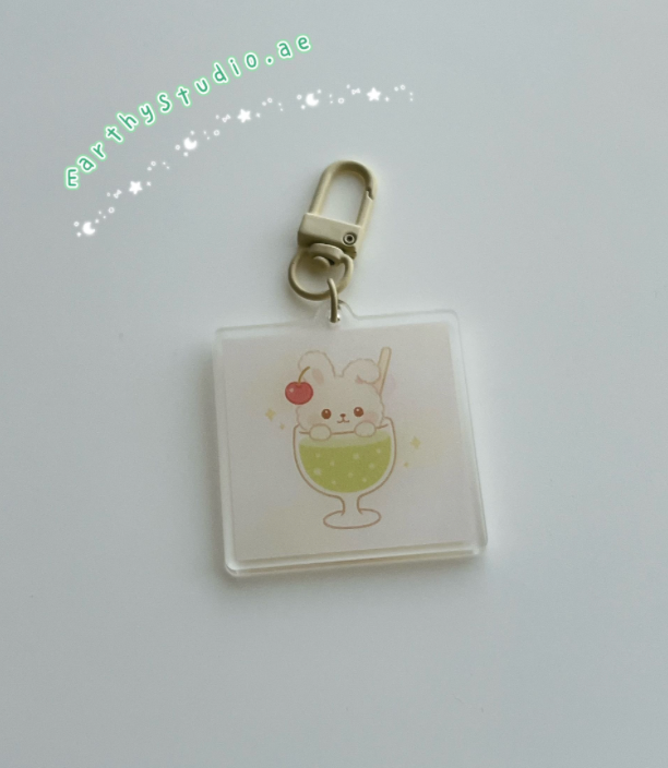 Bunny melon soda with cherry keychain
